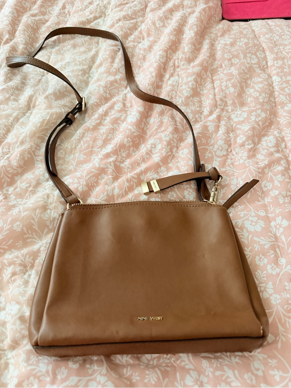Nine West Tan Crossbody Bag with Gold Hardware